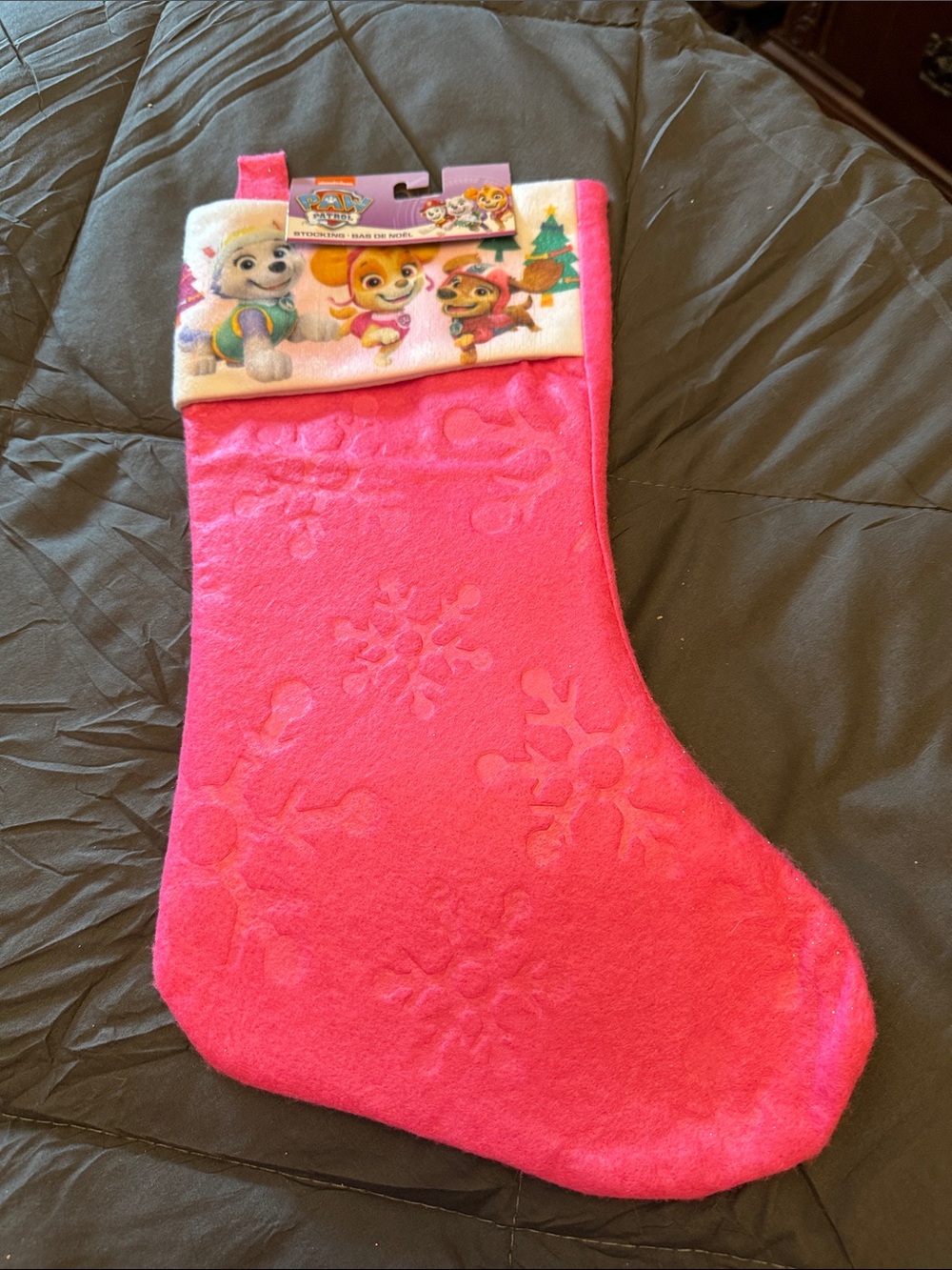 🩷 Paw Patrol Hot Pink Kids Holiday Stocking with Character Cuff NEW